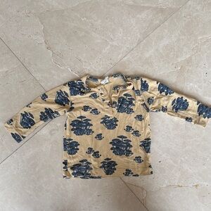 Kate Quinn Beige and Navy Mushroom Long Sleeve Tee 6-12 months